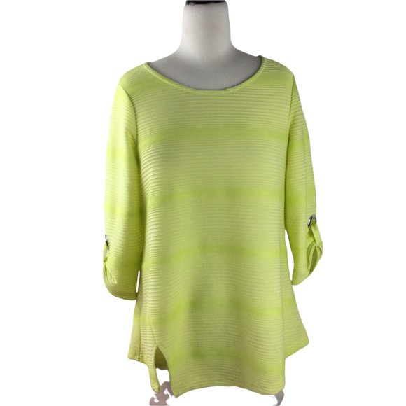 Ali Miles Green Top, 3/4 Sleeves, Scoop Neck, SP - Picture 1 of 5